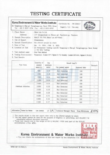 Chlorinacijos egzamino ataskaita (WACF filtras)